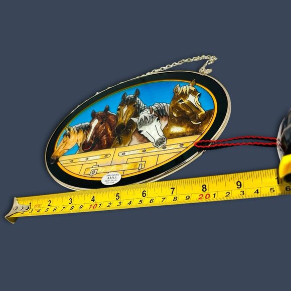 Amia Handpainted 5 Horses Suncatcher Stained Glass Window Decor Western Ranch. - Picture 6 of 7